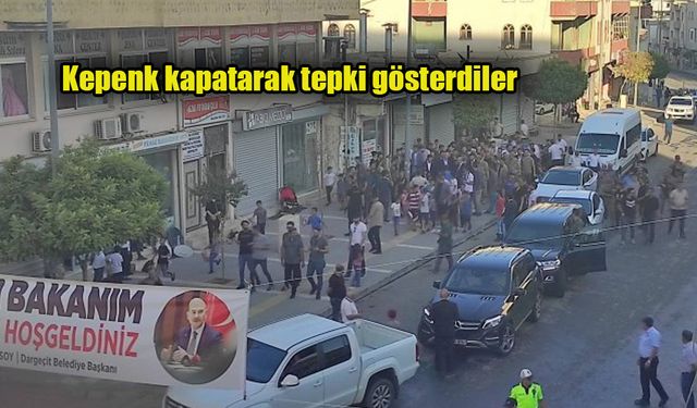 Esnaf Bakan Soylu’nun gelişine kepenk kapatarak tepki gösterdi