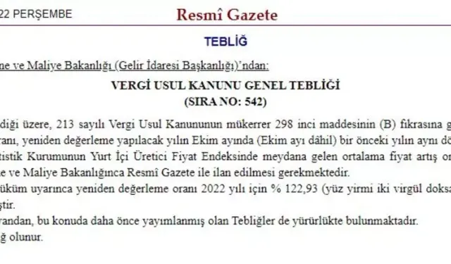 2023 vergi, ceza ve harçlara zam geliyor! Yüzde 122,93 olan değerleme oranı Resmi Gazete'de