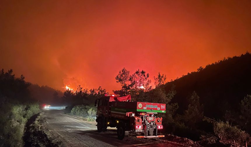 Marmaris'teki yangını söndürme çalışmaları devam ediyor