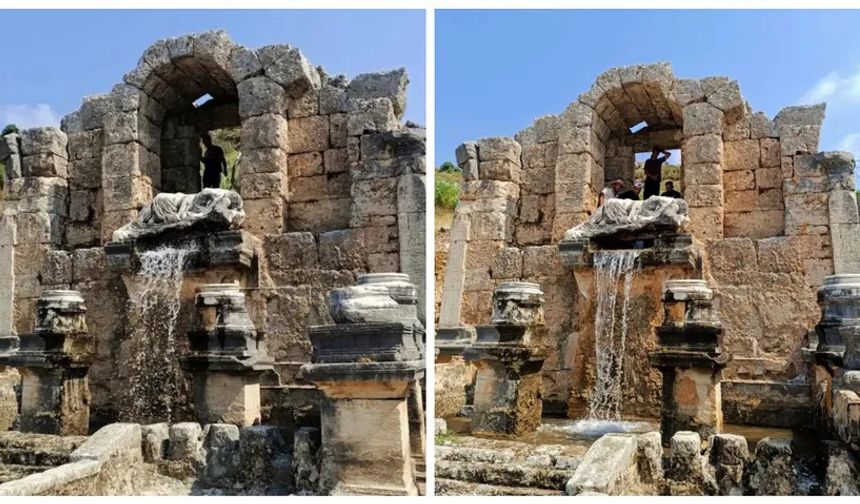 Antik çeşmeden 1800 yıl sonra su aktı